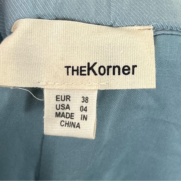 Anthropologie The Korner Blue High Rise Lightweight Pleated Tapered Leg Pant 4 - Picture 8 of 13